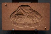 花木や家屋などの模様を1つ描いた情緒ある四角の菓子型 DB3108a-n 在庫8個