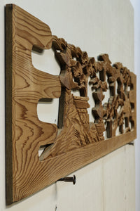 心和む城下の風景を描いた欄間素材 E8633 在庫1枚