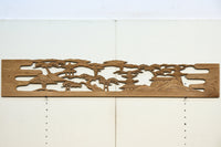 心和む城下の風景を描いた欄間素材 E8633 在庫1枚