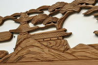 心和む城下の風景を描いた欄間素材 E8633 在庫1枚