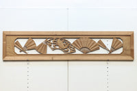 扇と鯉が艶やかな木地色の彫刻欄間 E8867ab 在庫(a:売約済 b:1)枚