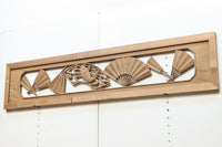 扇と鯉が艶やかな木地色の彫刻欄間 E8867ab 在庫(a:売約済 b:1)枚
