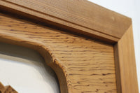 扇と鯉が艶やかな木地色の彫刻欄間 E8867ab 在庫(a:売約済 b:1)枚