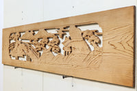 趣きある和の情景が描かれた彫刻欄間素材 E8870 在庫1枚