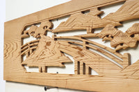 趣きある和の情景が描かれた彫刻欄間素材 E8870 在庫1枚