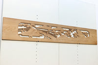 趣きある和の情景が描かれた彫刻欄間素材 E8870 在庫1枚