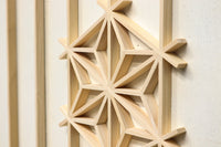 木地色格子に麻の葉組子が素敵な建具素材 E8890ab 在庫(a:10 b:10)枚 【奈良県建具屋さんデッドストックシリーズ】