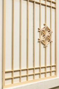 木地色格子に麻の葉組子が素敵な建具素材 E8890ab 在庫(a:10 b:10)枚 【奈良県建具屋さんデッドストックシリーズ】