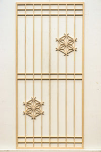 木地色格子に麻の葉組子が素敵な建具素材 E8890ab 在庫(a:10 b:10)枚 【奈良県建具屋さんデッドストックシリーズ】