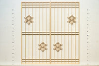 木地色格子に麻の葉組子が素敵な建具素材 E8890ab 在庫(a:10 b:10)枚 【奈良県建具屋さんデッドストックシリーズ】