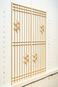 木地色格子に麻の葉組子が素敵な建具素材 E8890ab 在庫(a:10 b:10)枚 【奈良県建具屋さんデッドストックシリーズ】