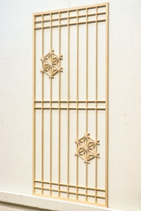 木地色格子に麻の葉組子が素敵な建具素材 E8890ab 在庫(a:10 b:10)枚 【奈良県建具屋さんデッドストックシリーズ】