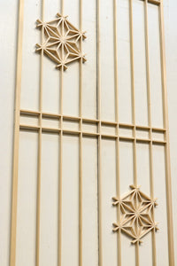 木地色格子に麻の葉組子が素敵な建具素材 E8890ab 在庫(a:10 b:10)枚 【奈良県建具屋さんデッドストックシリーズ】