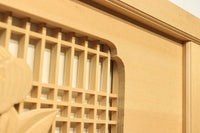 唐獅子牡丹を描いた木地色の欄間 E9721 在庫1枚