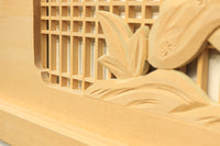 唐獅子牡丹を描いた木地色の欄間 E9721 在庫1枚