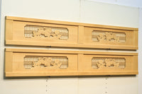 唐獅子牡丹を描いた木地色の欄間 E9721 在庫1枚