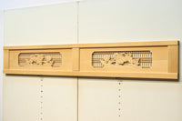 唐獅子牡丹を描いた木地色の欄間 E9721 在庫1枚