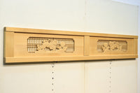 唐獅子牡丹を描いた木地色の欄間 E9721 在庫1枚