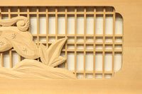 唐獅子牡丹を描いた木地色の欄間 E9721 在庫1枚