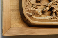 厚み100ミリ!! 重厚感溢れる木地色の深彫り彫刻欄間 EZ1081ab 在庫(a:0 b:1)枚