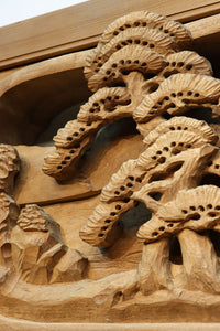 厚み100ミリ!! 重厚感溢れる木地色の深彫り彫刻欄間 EZ1081ab 在庫(a:0 b:1)枚