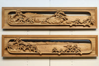 厚み100ミリ!! 重厚感溢れる木地色の深彫り彫刻欄間 EZ1081ab 在庫(a:0 b:1)枚