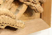 厚み100ミリ!! 重厚感溢れる木地色の深彫り彫刻欄間 EZ1081ab 在庫(a:0 b:1)枚