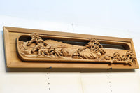 厚み100ミリ!! 重厚感溢れる木地色の深彫り彫刻欄間 EZ1081ab 在庫(a:0 b:1)枚