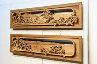 厚み100ミリ!! 重厚感溢れる木地色の深彫り彫刻欄間 EZ1081ab 在庫(a:0 b:1)枚