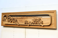 厚み100ミリ!! 重厚感溢れる木地色の深彫り彫刻欄間 EZ1081ab 在庫(a:0 b:1)枚