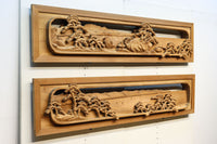厚み100ミリ!! 重厚感溢れる木地色の深彫り彫刻欄間 EZ1081ab 在庫(a:0 b:1)枚