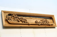 厚み100ミリ!! 重厚感溢れる木地色の深彫り彫刻欄間 EZ1081ab 在庫(a:0 b:1)枚