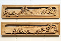 厚み100ミリ!! 重厚感溢れる木地色の深彫り彫刻欄間 EZ1081ab 在庫(a:0 b:1)枚