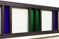 お洒落なストライプ柄の中型ガラス欄間 EZ1221 在庫1枚