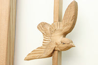 竹雀を描いた風流なスリガラス入り欄間・書院セット EZ1228 在庫3枚1組