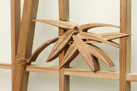 竹雀を描いた風流なスリガラス入り欄間・書院セット EZ1228 在庫3枚1組