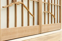 竹雀を描いた風流なスリガラス入り欄間・書院セット EZ1228 在庫3枚1組