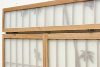 竹雀を描いた風流なスリガラス入り欄間・書院セット EZ1228 在庫3枚1組