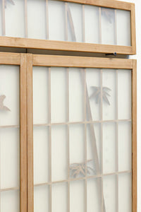 竹雀を描いた風流なスリガラス入り欄間・書院セット EZ1228 在庫3枚1組