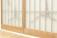 竹雀を描いた風流なスリガラス入り欄間・書院セット EZ1228 在庫3枚1組