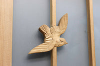 竹雀を描いた風流なスリガラス入り欄間・書院セット EZ1228 在庫3枚1組