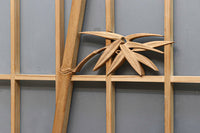 竹雀を描いた風流なスリガラス入り欄間・書院セット EZ1228 在庫3枚1組