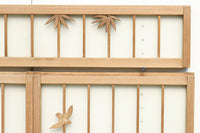 竹雀を描いた風流なスリガラス入り欄間・書院セット EZ1228 在庫3枚1組