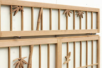 竹雀を描いた風流なスリガラス入り欄間・書院セット EZ1228 在庫3枚1組