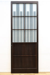 【ご精算用】幅695ミリ,高さ1825ミリ 丸みのある格子がお洒落なスリガラス入り格子戸 F7865 在庫1枚