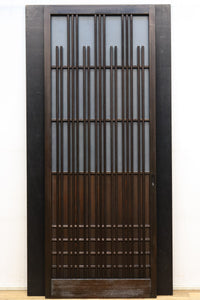 【ご精算用】幅695ミリ,高さ1825ミリ 丸みのある格子がお洒落なスリガラス入り格子戸 F7865 在庫1枚