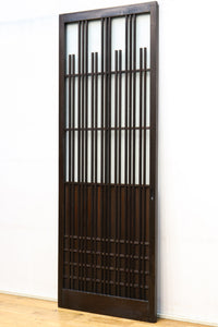 【ご精算用】幅695ミリ,高さ1825ミリ 丸みのある格子がお洒落なスリガラス入り格子戸 F7865 在庫1枚