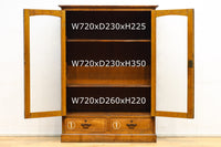 華やかなデザインのガラス引き立つ観音扉の本棚　BB1825