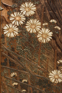 自然に可愛らしくお花を描いた風情溢れる飾り棚　BB2058