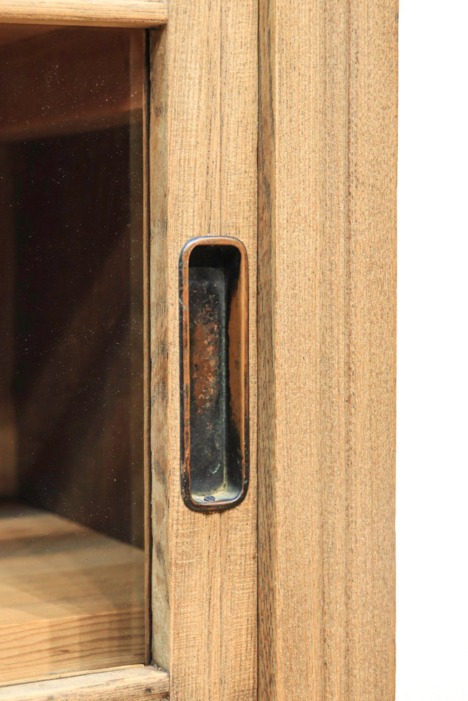 稀少サイズ‼︎柔らかなオークの風合いが魅力の木地色レトロガラスケース　BB2136